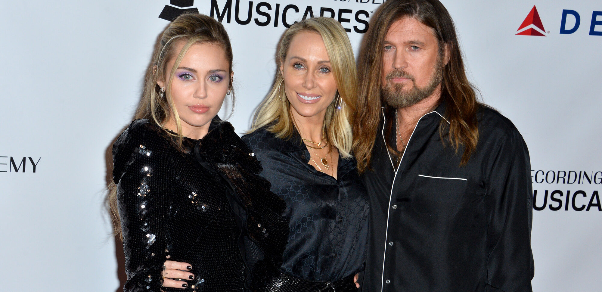 LOS ANGELES, CA. February 08, 2019: Miley Cyrus, Letitia Cyrus & Billy Ray Cyrus at the 2019 MusiCares Person of the Year Gala honoring Dolly Parton at the Los Angeles Convention Centre.
Picture: Paul Smith/Featureflash